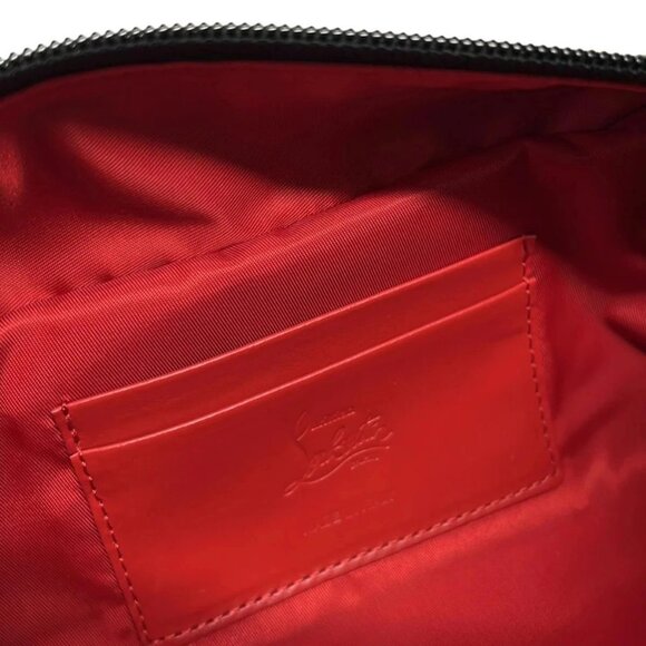 Auth CHRISTIAN LOUBOUTIN 1205142 Black Red Leather Clutch Bag - Picture 14 of 16